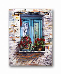 GREEK LANDSCAPE (WINDOW WITH FLOWERS)